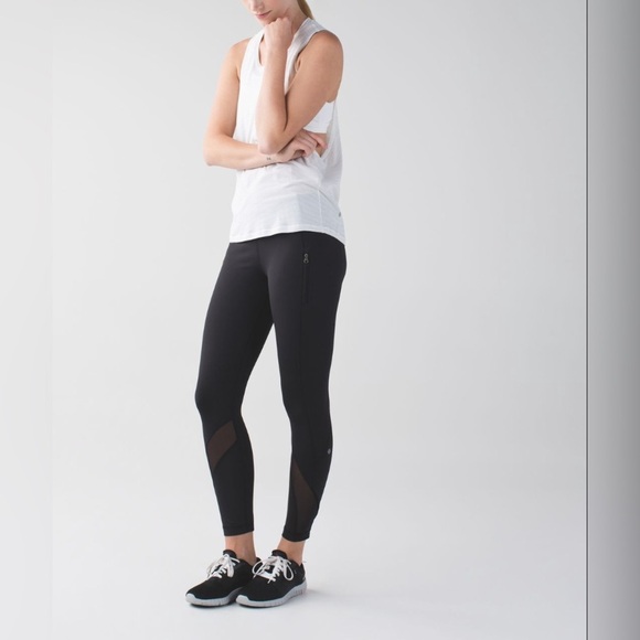 lululemon athletica Pants - LULULEMON Inspire Tight II Black Mesh Panel Leggings